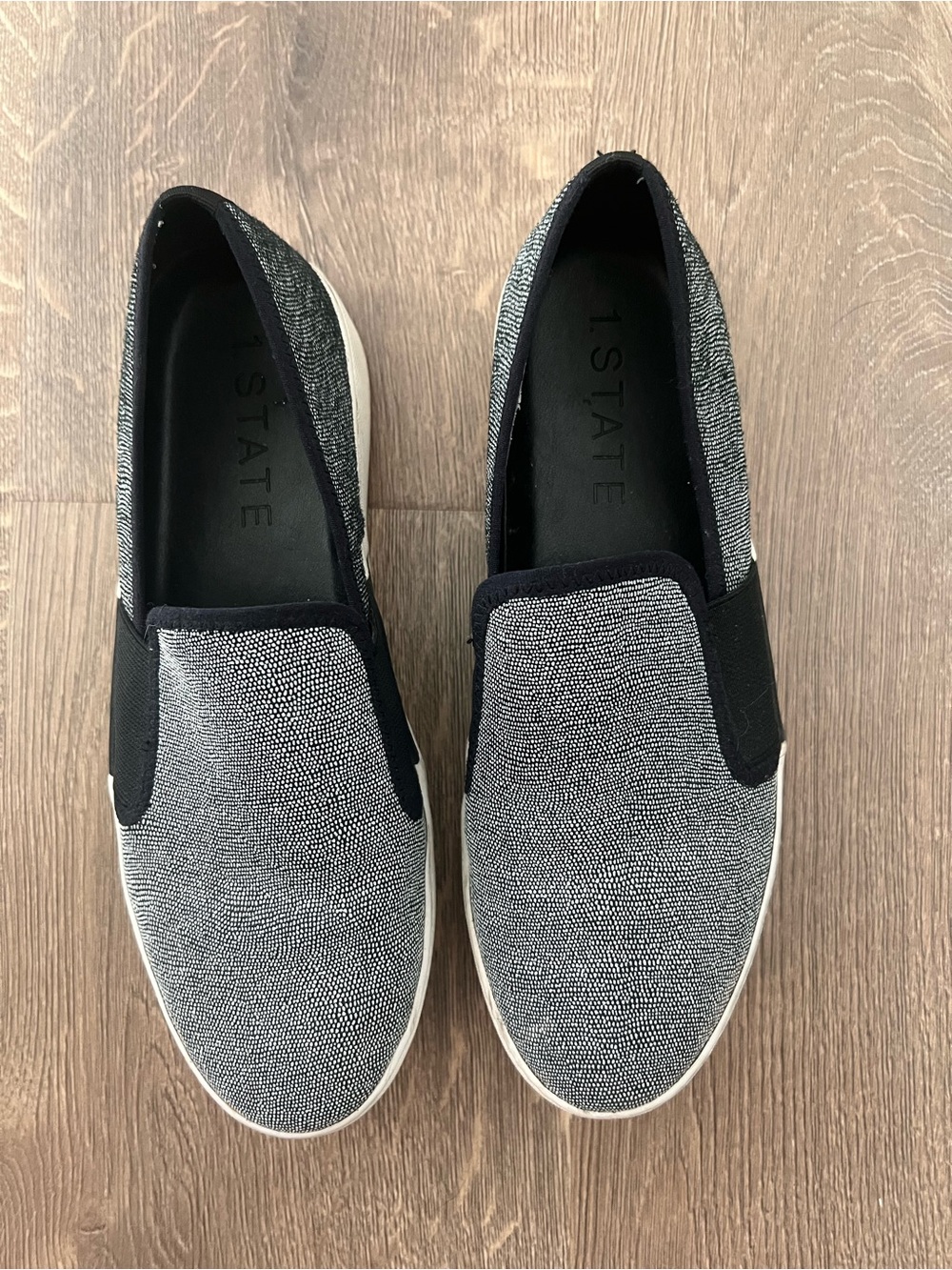 1. State Black & Gray Slip-On Casual Shoes